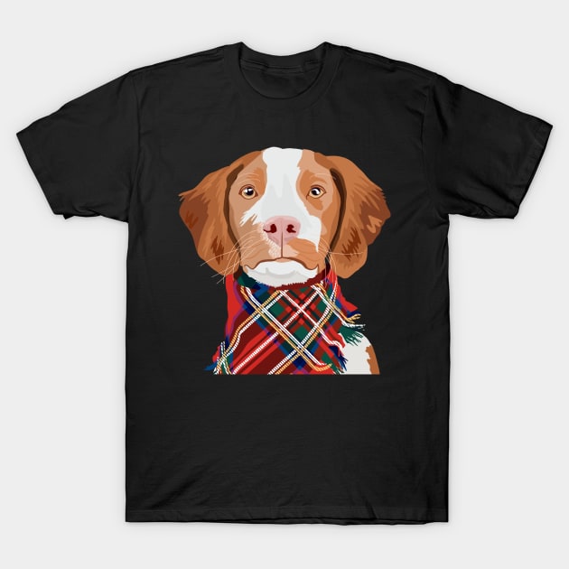 Brittany Spaniel Portrait T-Shirt by quirkyandkind